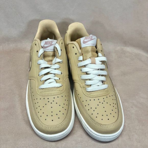 Nike Court Vision Low Women's Sesame Camo Swoosh Sneakers in White Size 9 - Picture 8 of 12